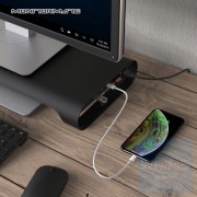 Monitormate - ProBASE X 鋁製 USB多功能螢幕架 (北歐銀/黑色)