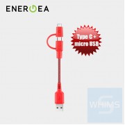 Energea - NyloTough快速充電線2合1 Micro + USB-C 18厘米