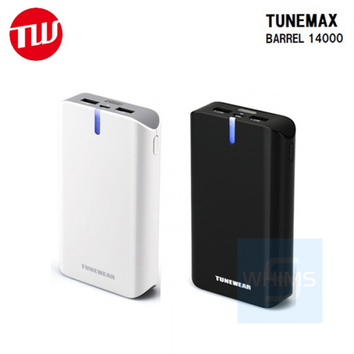 Tunewear - TUNEMAX BARREL 14000 便攜式電池( 黑/ 白色)​
