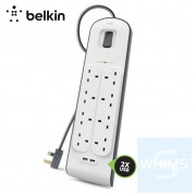 Belkin - 2.4 安培 USB 充電 8 位防雷保護拖板