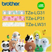 Brother - 12mm Line Friends 已過膠標籤帶 (覆膜/護貝)系列