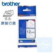 Brother - 12mm TZe-FA3 白布藍字 燙印布質標籤帶