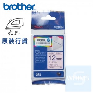 Brother - 12mm TZe-FAE3 粉紅布藍字燙印布質標籤帶