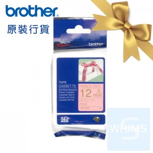 Brother - TZe-RE34 (12mm) 粉紅底金字絲帶