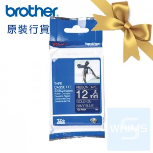 Brother - TZe-RN34 (12mm) 深藍底金字絲帶