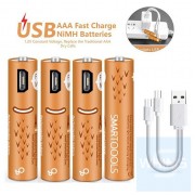 Smartoools - 4 x AAA Micro USB 插頭充電池 套裝 1.2V Ni-MH 450mAh