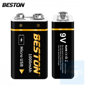 Beston - 鋰電大容量充電電池方塊電池 9V USB接口 1000毫安