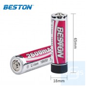 Beston - 2600mAh 3.7V 5A 18650 帶保護 可充電 鋰電池1粒