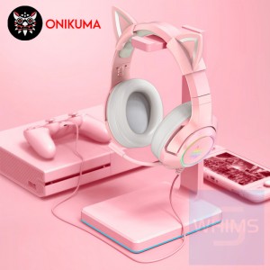Onikuma 鬼熊 - 7.1聲道(RGB)耳機麥克風 - USB 粉紅 - USB 插頭